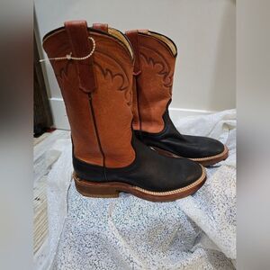 Anderson Bean Boot Company Round Toe Western Boots Size 5.5 Brown & Dark Blue